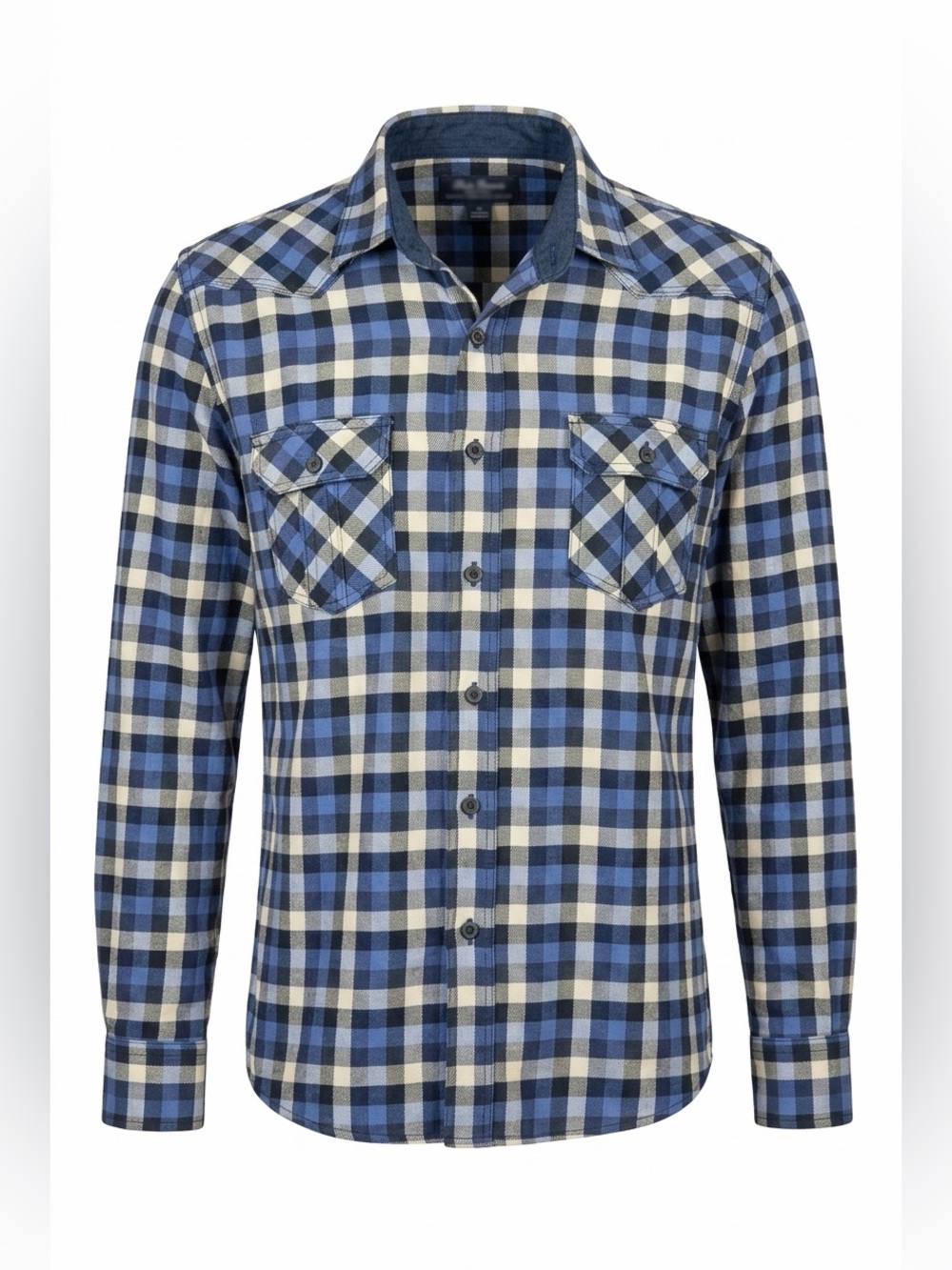 Men's Blue Plaid Button Up Shirt